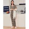 Ekouaer Pajama Sets for Women 2 Pack, Short Sleeve with Long Pant Pjs Sleepwear Comfy Lounge Sets with Pockets(Black/Brown Leopard)