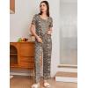 Ekouaer Pajama Sets for Women 2 Pack, Short Sleeve with Long Pant Pjs Sleepwear Comfy Lounge Sets with Pockets(Black/Brown Leopard)