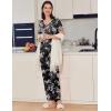 Ekouaer Pajama Sets for Women 2 Pack, Short Sleeve with Long Pant Pjs Sleepwear Comfy Lounge Sets with Pockets(Blue Flowers/Black Flowers)