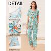 Ekouaer Pajama Sets for Women 2 Pack, Short Sleeve with Long Pant Pjs Sleepwear Comfy Lounge Sets with Pockets(Blue Flowers/Black Flowers)