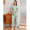 Ekouaer Pajama Sets for Women 2 Pack, Short Sleeve with Long Pant Pjs Sleepwear Comfy Lounge Sets with Pockets(Blue Flowers/Black Flowers)