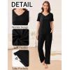Ekouaer Pajama Sets for Women 2 Pack, Short Sleeve with Long Pant Pjs Sleepwear Comfy Lounge Sets with Pockets(Blue Green/Black)