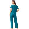 Ekouaer Pajama Sets for Women 2 Pack, Short Sleeve with Long Pant Pjs Sleepwear Comfy Lounge Sets with Pockets(Blue Green/Black)