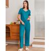 Ekouaer Pajama Sets for Women 2 Pack, Short Sleeve with Long Pant Pjs Sleepwear Comfy Lounge Sets with Pockets(Blue Green/Black)
