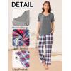 Ekouaer Pajama Sets for Women 2 Pack, Short Sleeve with Long Pant Pjs Sleepwear Comfy Lounge Sets with Pockets(Dark Gray/Light Pink)