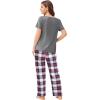 Ekouaer Pajama Sets for Women 2 Pack, Short Sleeve with Long Pant Pjs Sleepwear Comfy Lounge Sets with Pockets(Dark Gray/Light Pink)