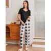 Ekouaer Pajama Sets for Women 2 Pack, Short Sleeve with Long Pant Pjs Sleepwear Comfy Lounge Sets with Pockets(Grey/Black White)