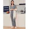 Ekouaer Pajama Sets for Women 2 Pack, Short Sleeve with Long Pant Pjs Sleepwear Comfy Lounge Sets with Pockets(Grey/Black White)