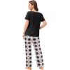 Ekouaer Pajama Sets for Women 2 Pack, Short Sleeve with Long Pant Pjs Sleepwear Comfy Lounge Sets with Pockets(Grey/Black White)