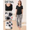 Ekouaer Pajama Sets for Women 2 Pack, Short Sleeve with Long Pant Pjs Sleepwear Comfy Lounge Sets with Pockets(Grey/Black White)