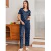 Ekouaer Pajama Sets for Women 2 Pack, Short Sleeve with Long Pant Pjs Sleepwear Comfy Lounge Sets with Pockets(Navy Moon/Blue Stars)