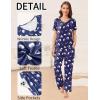 Ekouaer Pajama Sets for Women 2 Pack, Short Sleeve with Long Pant Pjs Sleepwear Comfy Lounge Sets with Pockets(Navy Moon/Blue Stars)