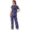 Ekouaer Pajama Sets for Women 2 Pack, Short Sleeve with Long Pant Pjs Sleepwear Comfy Lounge Sets with Pockets(Navy Moon/Blue Stars)