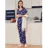 Ekouaer Pajama Sets for Women 2 Pack, Short Sleeve with Long Pant Pjs Sleepwear Comfy Lounge Sets with Pockets(Navy Moon/Blue Stars)