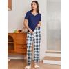 Ekouaer Pajama Sets for Women 2 Pack, Short Sleeve with Long Pant Pjs Sleepwear Comfy Lounge Sets with Pockets(Navy/Grey Blue)
