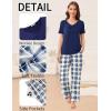 Ekouaer Pajama Sets for Women 2 Pack, Short Sleeve with Long Pant Pjs Sleepwear Comfy Lounge Sets with Pockets(Navy/Grey Blue)