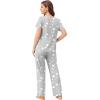 Ekouaer Pajama Sets for Women 2 Pack, Short Sleeve with Long Pant Pjs Sleepwear Comfy Lounge Sets with Pockets(Pink Stripe/Grey Stars)