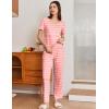 Ekouaer Pajama Sets for Women 2 Pack, Short Sleeve with Long Pant Pjs Sleepwear Comfy Lounge Sets with Pockets(Pink Stripe/Grey Stars)