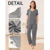 Ekouaer Pajama Sets for Women 2 Pack, Short Sleeve with Long Pant Pjs Sleepwear Comfy Lounge Sets with Pockets(Pink/Grey)