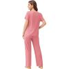 Ekouaer Pajama Sets for Women 2 Pack, Short Sleeve with Long Pant Pjs Sleepwear Comfy Lounge Sets with Pockets(Pink/Grey)