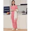 Ekouaer Pajama Sets for Women 2 Pack, Short Sleeve with Long Pant Pjs Sleepwear Comfy Lounge Sets with Pockets(Pink/Grey)