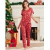 Ekouaer Pajama Sets for Women 2 Pack, Short Sleeve with Long Pant Pjs Sleepwear Comfy Lounge Sets with Pockets(Red/Green)