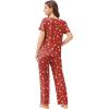Ekouaer Pajama Sets for Women 2 Pack, Short Sleeve with Long Pant Pjs Sleepwear Comfy Lounge Sets with Pockets(Red/Green)