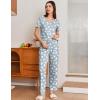 Ekouaer Pajama Sets for Women 2 Pack, Short Sleeve with Long Pant Pjs Sleepwear Comfy Lounge Sets with Pockets(Slate Star/Grey Cat)