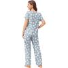Ekouaer Pajama Sets for Women 2 Pack, Short Sleeve with Long Pant Pjs Sleepwear Comfy Lounge Sets with Pockets(Slate Star/Grey Cat)