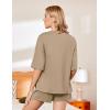 Ekouaer Pajamas for Women Set 2 Piece PJ Soft Comfy Lounge Sets Short Sleeve Tops Shorts Sets Cotton Sleepwear S-XXL(Khaki)