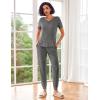 Ekouaer Pajamas for Women Set 2 Piece Rib Knit Lounge Set Joggers Loungewear Short Sleeve Pjs with Pockets(Gray)
