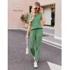 Ekouaer Pajamas for Women Set 2 Piece Rib Knit Lounge Set Joggers Loungewear Short Sleeve Pjs with Pockets(Green)