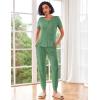 Ekouaer Pajamas for Women Set 2 Piece Rib Knit Lounge Set Joggers Loungewear Short Sleeve Pjs with Pockets(Green)