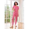 Ekouaer Pajamas for Women Set 2 Piece Rib Knit Lounge Set Joggers Loungewear Short Sleeve Pjs with Pockets(Hot Pink)