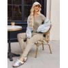 Ekouaer Pajamas for Women Set 2 Piece Rib Knit Lounge Set Joggers Loungewear Short Sleeve Pjs with Pockets(Khaki)