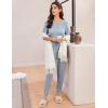 Ekouaer Pajamas for Women Set 2 Piece Rib Knit Lounge Set Joggers Loungewear Short Sleeve Pjs with Pockets(Light Blue)