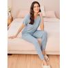 Ekouaer Pajamas for Women Set 2 Piece Rib Knit Lounge Set Joggers Loungewear Short Sleeve Pjs with Pockets(Light Blue)
