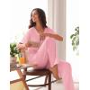 Ekouaer Pajamas for Women Set 2 Piece Short Sleeve Tops with Long Pants V Neck Soft Pjs Casual Lounge Set with Pockets(Pink)