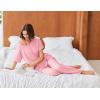 Ekouaer Pajamas for Women Set 2 Piece Short Sleeve Tops with Long Pants V Neck Soft Pjs Casual Lounge Set with Pockets(Pink)