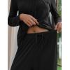 Ekouaer Pajamas for Women Set Soft 2 Piece Pjs Long Sleeve Sleep Set Loungewear With Pocket(Black)