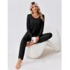 Ekouaer Pajamas for Women Set Soft 2 Piece Pjs Long Sleeve Sleep Set Loungewear With Pocket(Black)