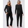 Ekouaer Pajamas for Women Set Soft 2 Piece Pjs Long Sleeve Sleep Set Loungewear With Pocket(Black)