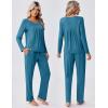 Ekouaer Pajamas for Women Set Soft 2 Piece Pjs Long Sleeve Sleep Set Loungewear With Pocket(Blue Green)