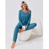 Ekouaer Pajamas for Women Set Soft 2 Piece Pjs Long Sleeve Sleep Set Loungewear With Pocket(Blue Green)