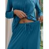 Ekouaer Pajamas for Women Set Soft 2 Piece Pjs Long Sleeve Sleep Set Loungewear With Pocket(Blue Green)