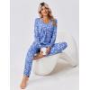 Ekouaer Pajamas for Women Set Soft 2 Piece Pjs Long Sleeve Sleep Set Loungewear With Pocket(Blue-wihte Flower)