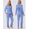 Ekouaer Pajamas for Women Set Soft 2 Piece Pjs Long Sleeve Sleep Set Loungewear With Pocket(Blue-wihte Flower)