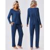 Ekouaer Pajamas for Women Set Soft 2 Piece Pjs Long Sleeve Sleep Set Loungewear With Pocket(Cobalt Blue)