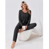 Ekouaer Pajamas for Women Set Soft 2 Piece Pjs Long Sleeve Sleep Set Loungewear With Pocket(Dark Grey)