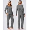 Ekouaer Pajamas for Women Set Soft 2 Piece Pjs Long Sleeve Sleep Set Loungewear With Pocket(M.grey)